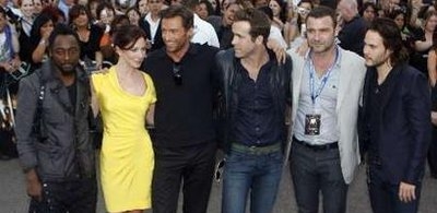 Actores de la nueva X-Men: Will.i.am, Lynn Collins, Hugh Jackman, Ryan Reynolds, Liev Schrieber y Taylor Kitsch